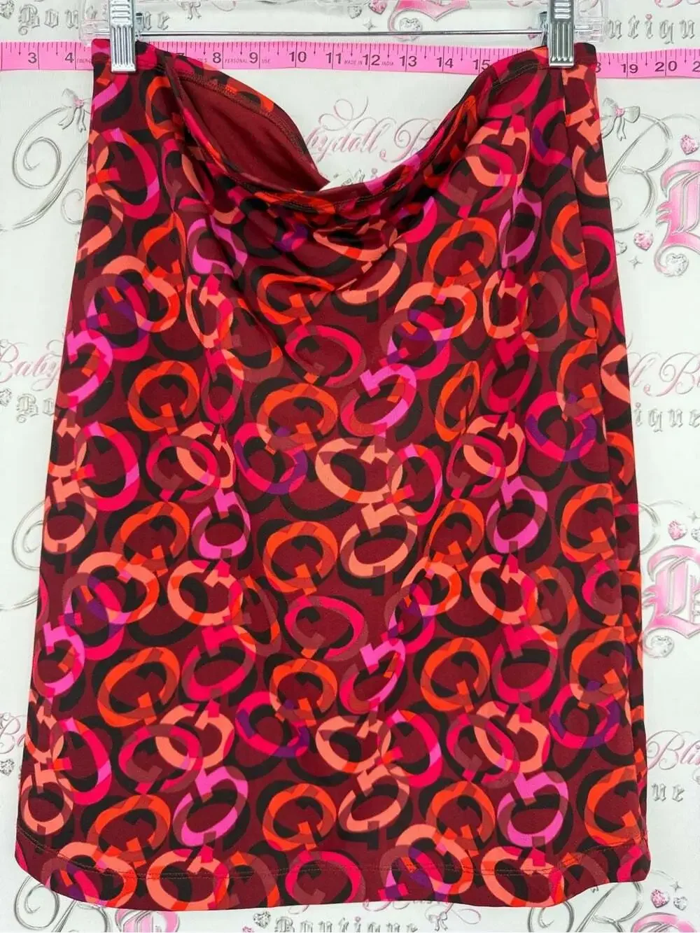 Guess USA skirt rare vintage y2k Red Pink Orange Circular-Print A-Line Skirt